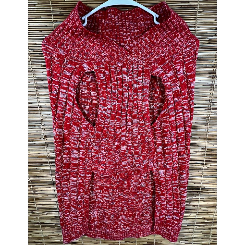 Red & White Knit Dog Sweater Size XL Acrylic Warm Winter Apparel